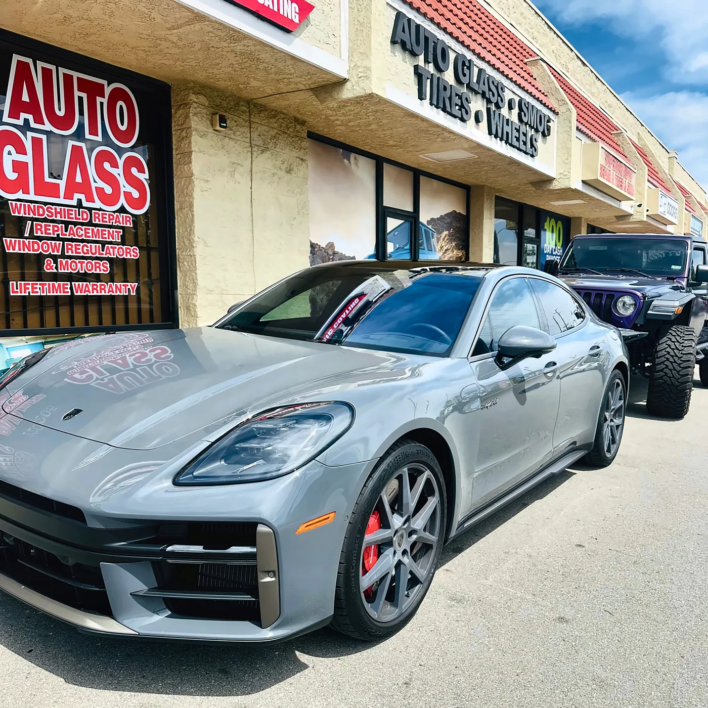 Porsche outside Superior’s Ontario storefront