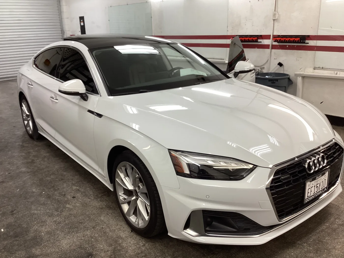 White Audi sedan from Superior’s window tint photo collection in Ontario